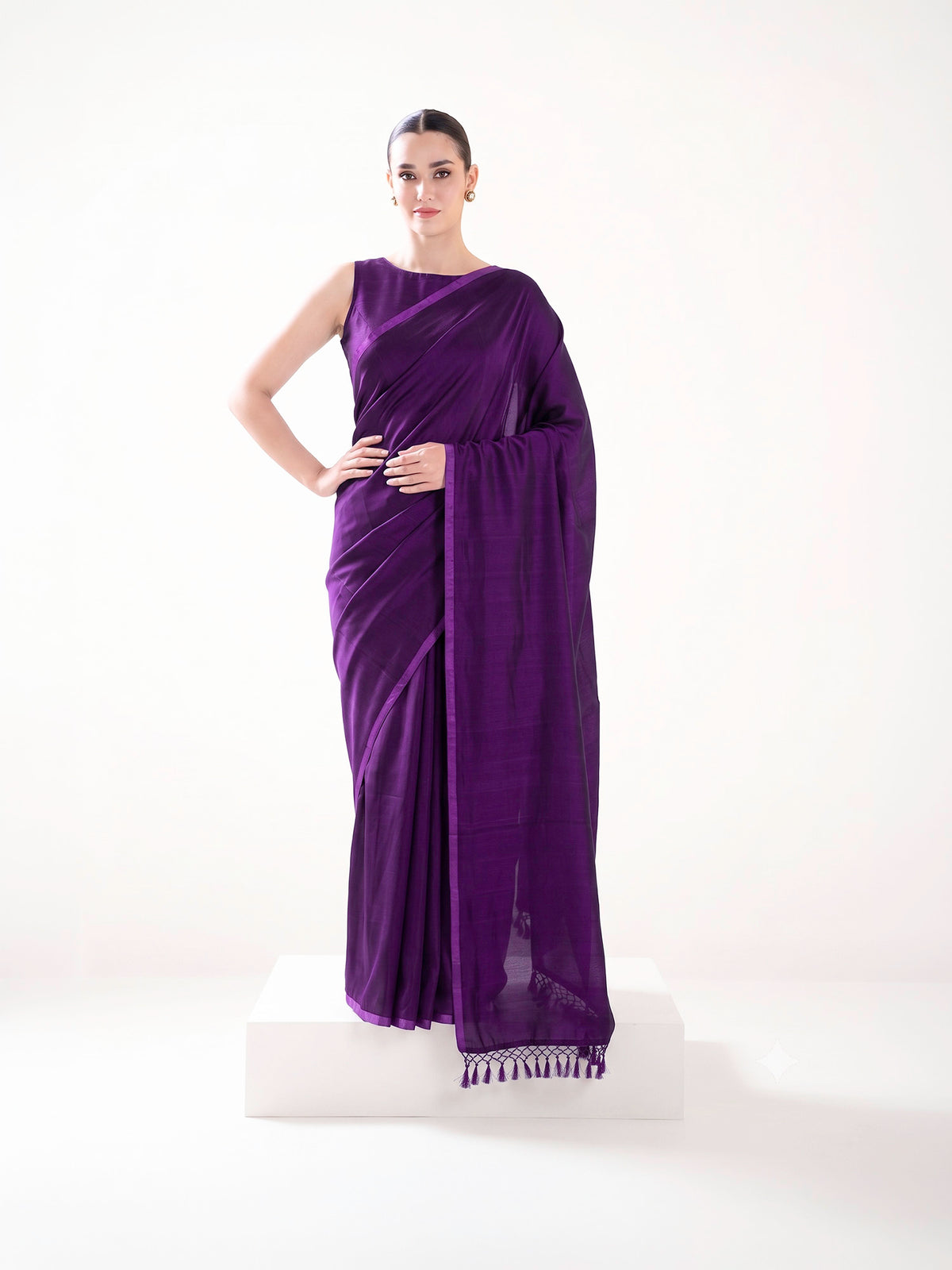 Purple Plain Silk Handloom Saree - Sacred Weaves
