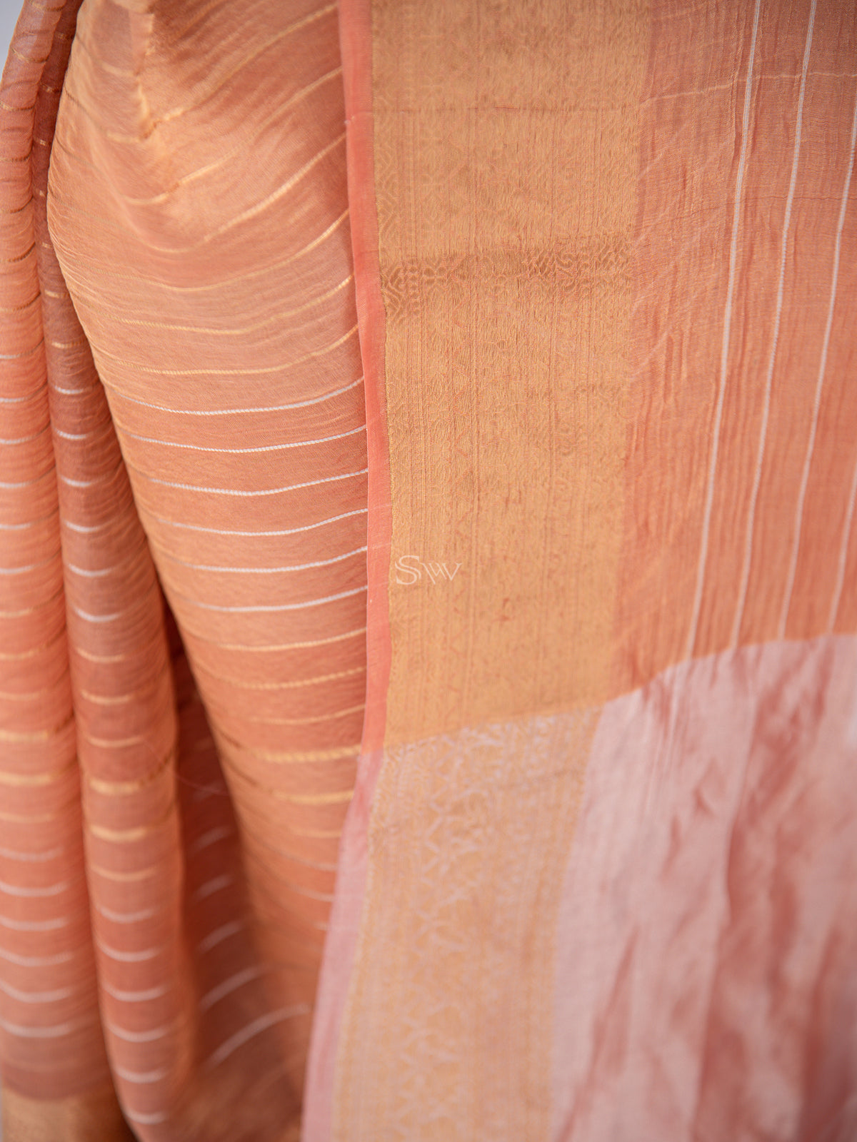 Peach Crush Tissue Rangkat Handloom Banarasi Saree