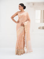 Pastel Peach Crush Tissue Handloom Banarasi Saree