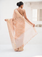 Pastel Peach Crush Tissue Handloom Banarasi Saree