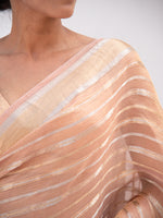 Pastel Peach Crush Tissue Handloom Banarasi Saree