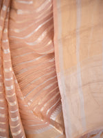 Pastel Peach Crush Tissue Handloom Banarasi Saree