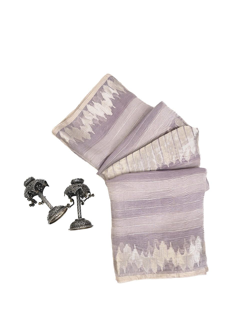 Pastel Purple Crush Tissue Rangkat Handloom Banarasi Saree - Sacred Weaves