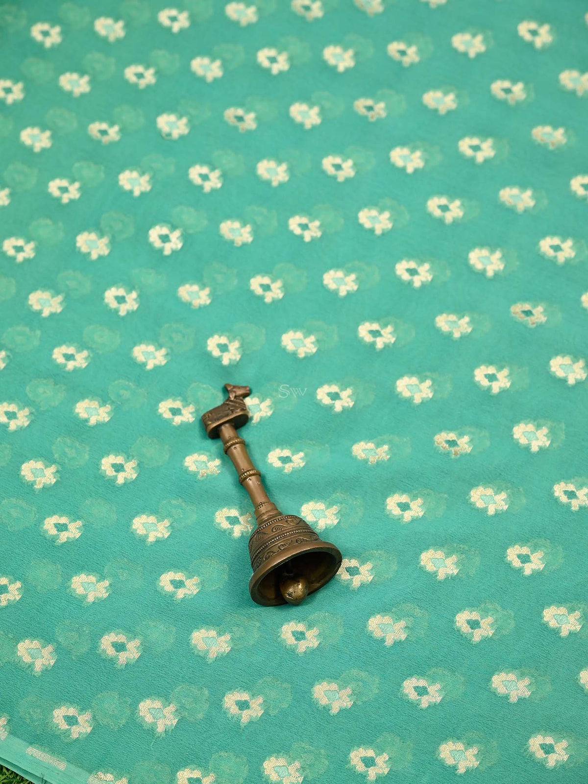 Sea Green Meenakari Khaddi Georgette Handloom Banarasi Suit - Sacred Weaves
