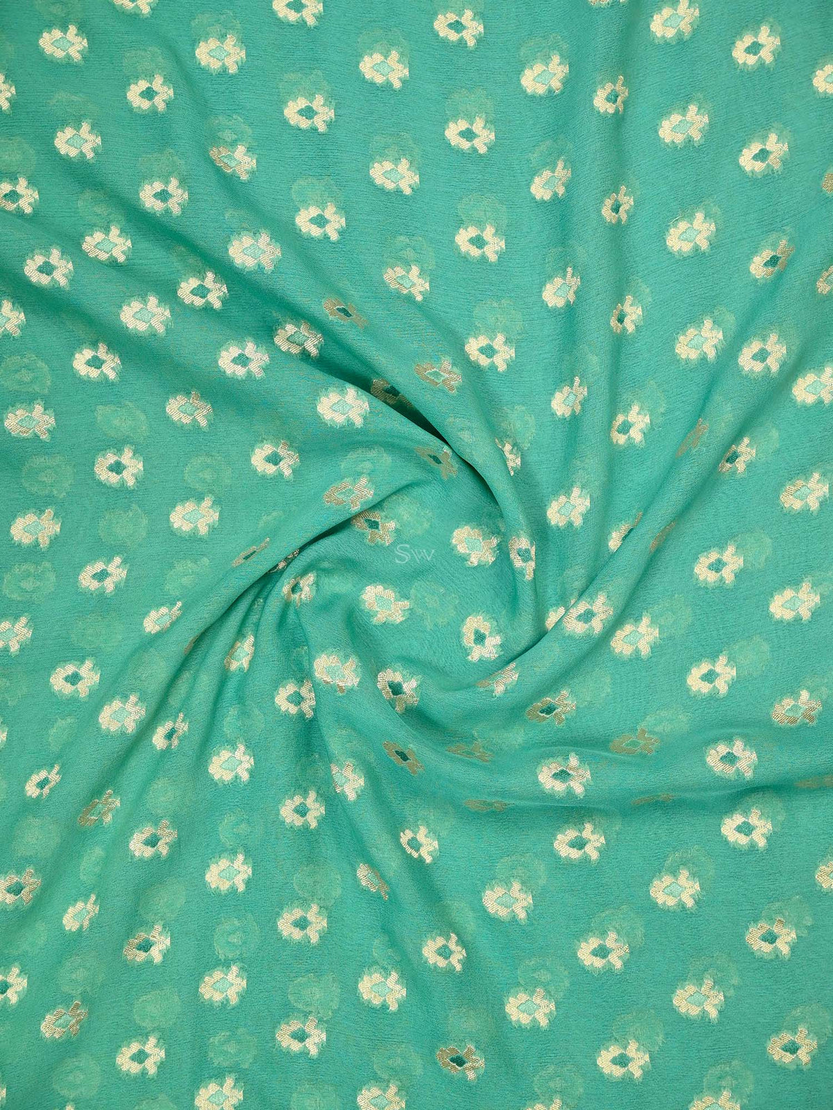 Sea Green Meenakari Khaddi Georgette Handloom Banarasi Suit - Sacred Weaves