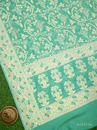 Sea Green Meenakari Khaddi Georgette Handloom Banarasi Suit - Sacred Weaves