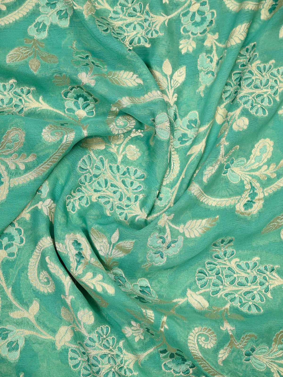 Sea Green Meenakari Khaddi Georgette Handloom Banarasi Suit - Sacred Weaves