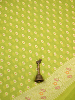 Lime Green Meenakari Khaddi Georgette Handloom Banarasi Suit - Sacred Weaves