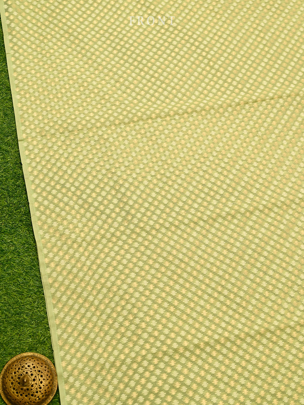Pista Green Cotton Silk Handloom Banarasi Suit - Sacred Weaves