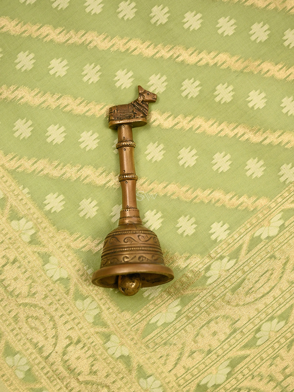Pista Green Cotton Silk Handloom Banarasi Suit - Sacred Weaves