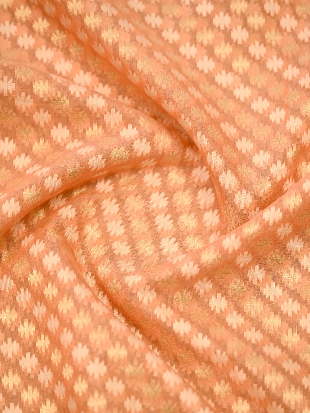 Peach Cotton Silk Handloom Banarasi Suit - Sacred Weaves
