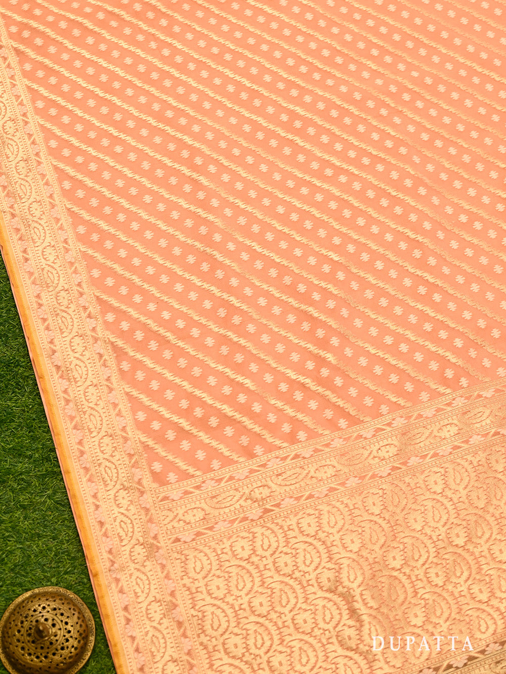 Peach Cotton Silk Handloom Banarasi Suit - Sacred Weaves