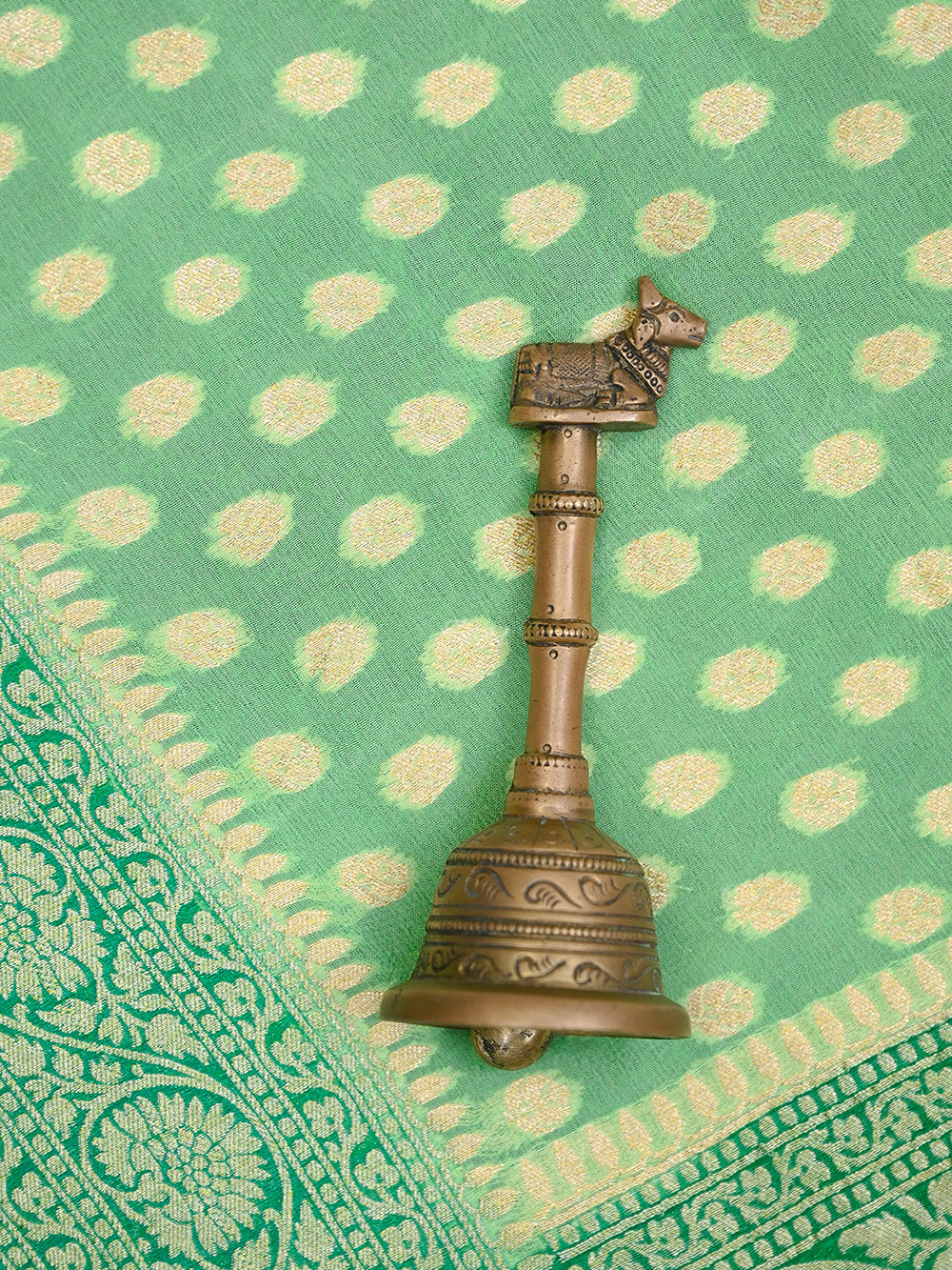 Pastel Green Booti Khaddi Georgette Handloom Banarasi Saree - Sacred Weaves