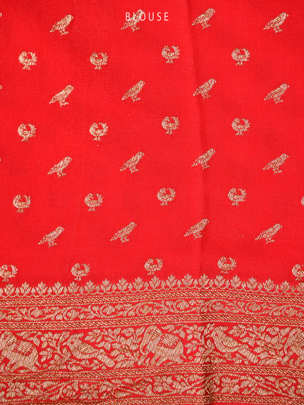 Red Jaal Crepe Silk Handloom Banarasi Saree - Sacred Weaves