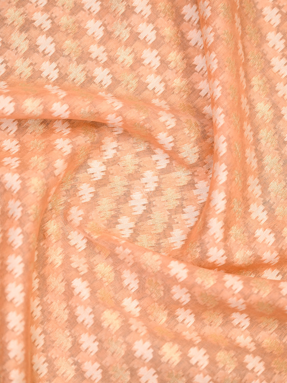 Peach Cotton Silk Handloom Banarasi Suit - Sacred Weaves