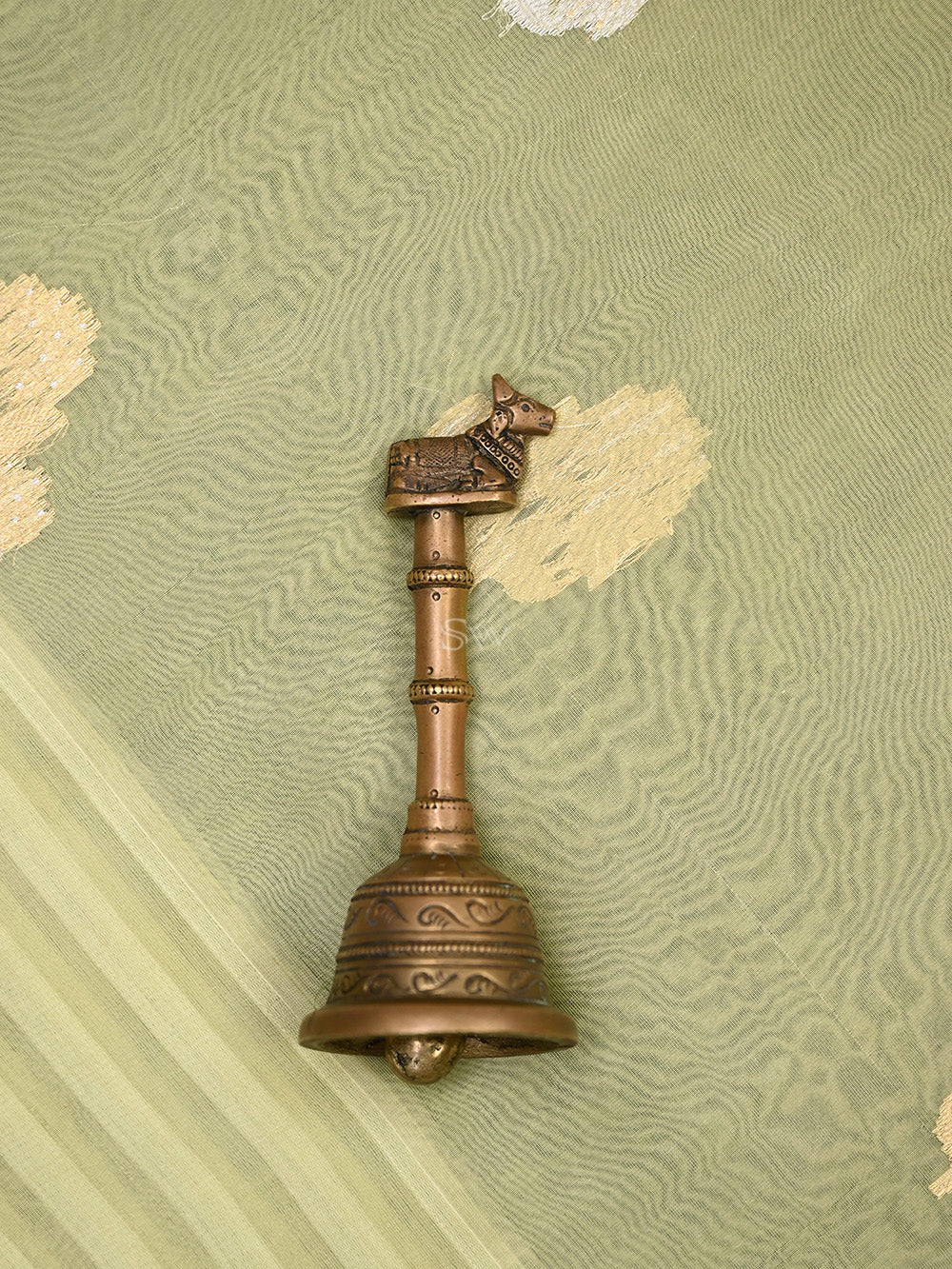 Moss Green Booti Organza Handloom Banarasi Saree - Sacred Weaves