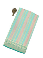 Pastel Green Pink Rangkat Khaddi Georgette Handloom Banarasi Saree