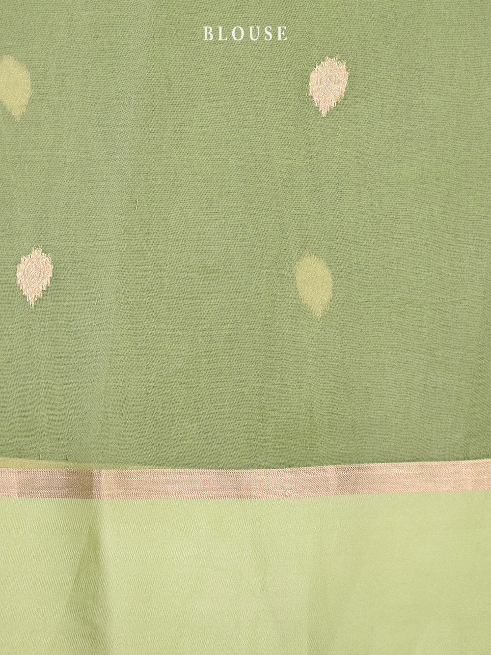Moss Green Stripe Organza Handloom Banarasi Saree - Sacred Weaves