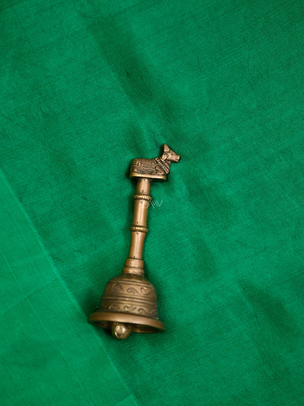 Dark Green Plain Silk Handloom Saree - Sacred Weaves
