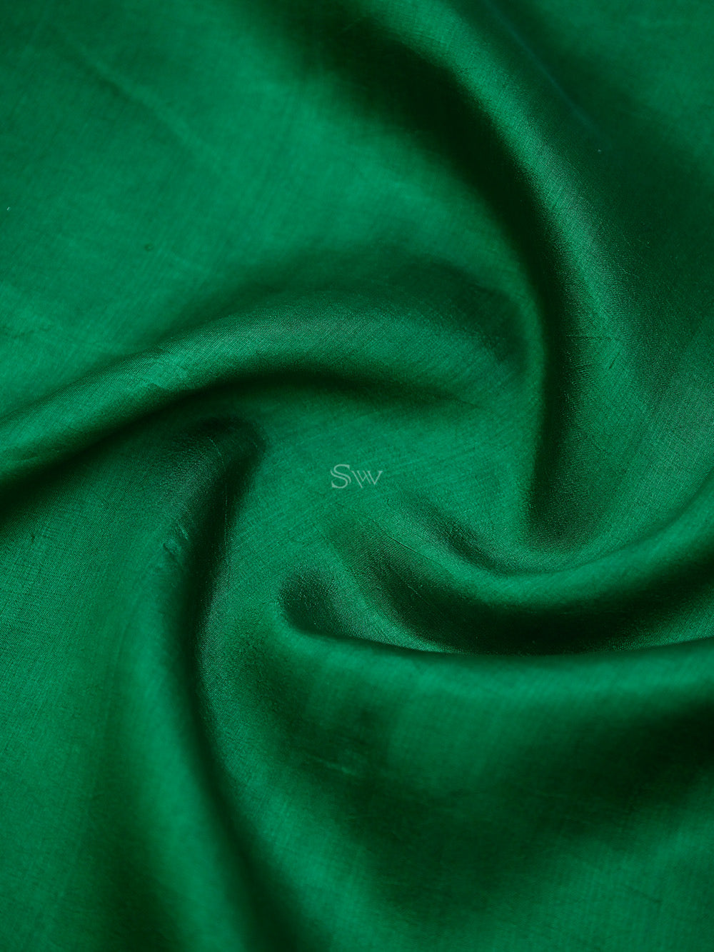 Dark Green Plain Silk Handloom Saree - Sacred Weaves