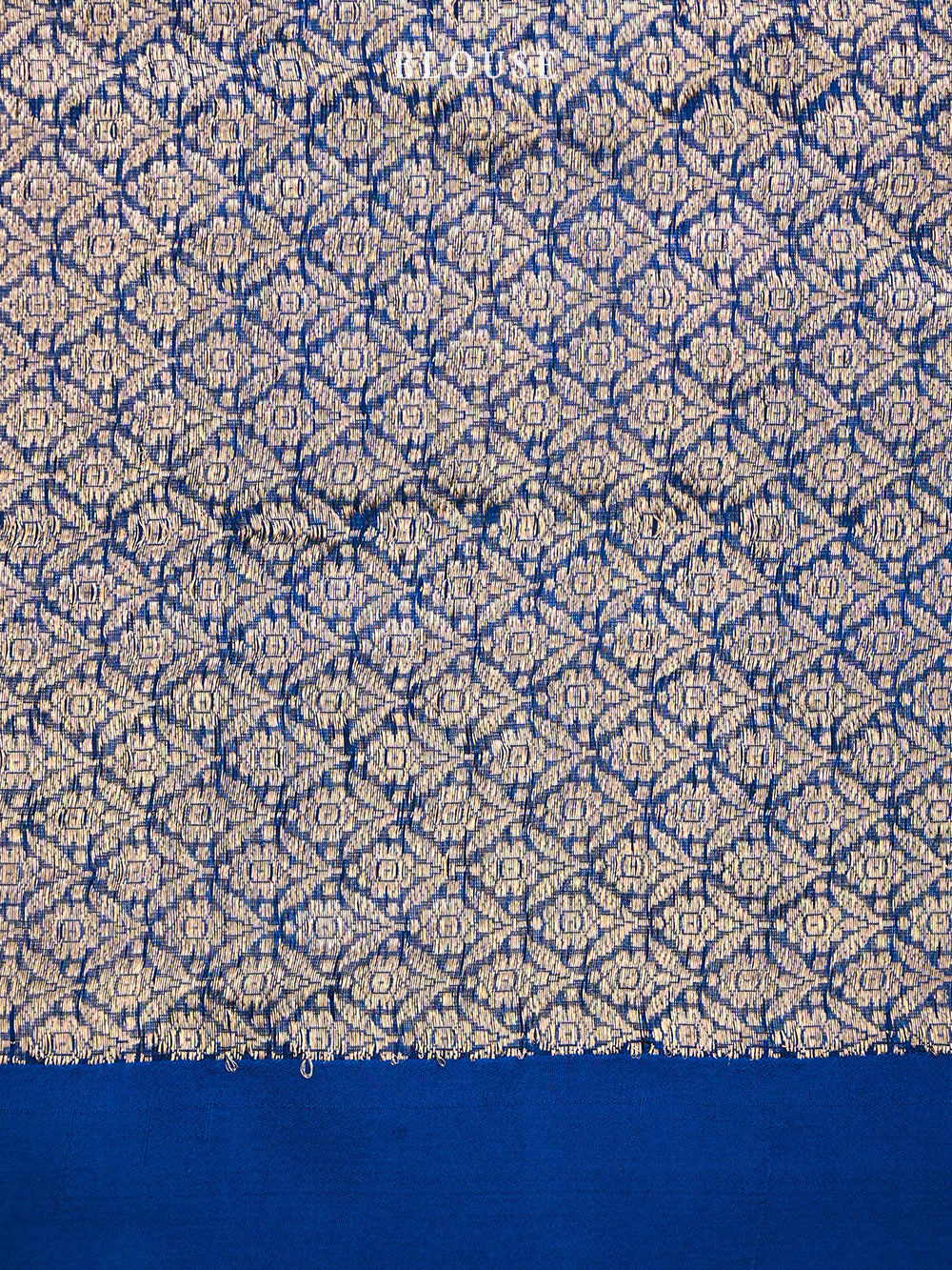 Midnight Blue Plain Silk Handloom Saree - Sacred Weaves