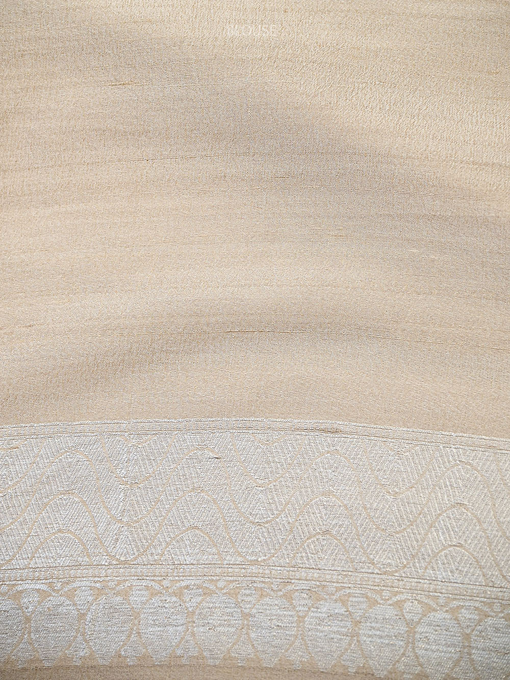 Off White Meenakari Moonga Tussar Silk Handloom Banarasi Saree - Sacred Weaves