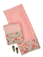 Pink Embroidered Organza Handloom Banarasi Suit - Sacred Weaves