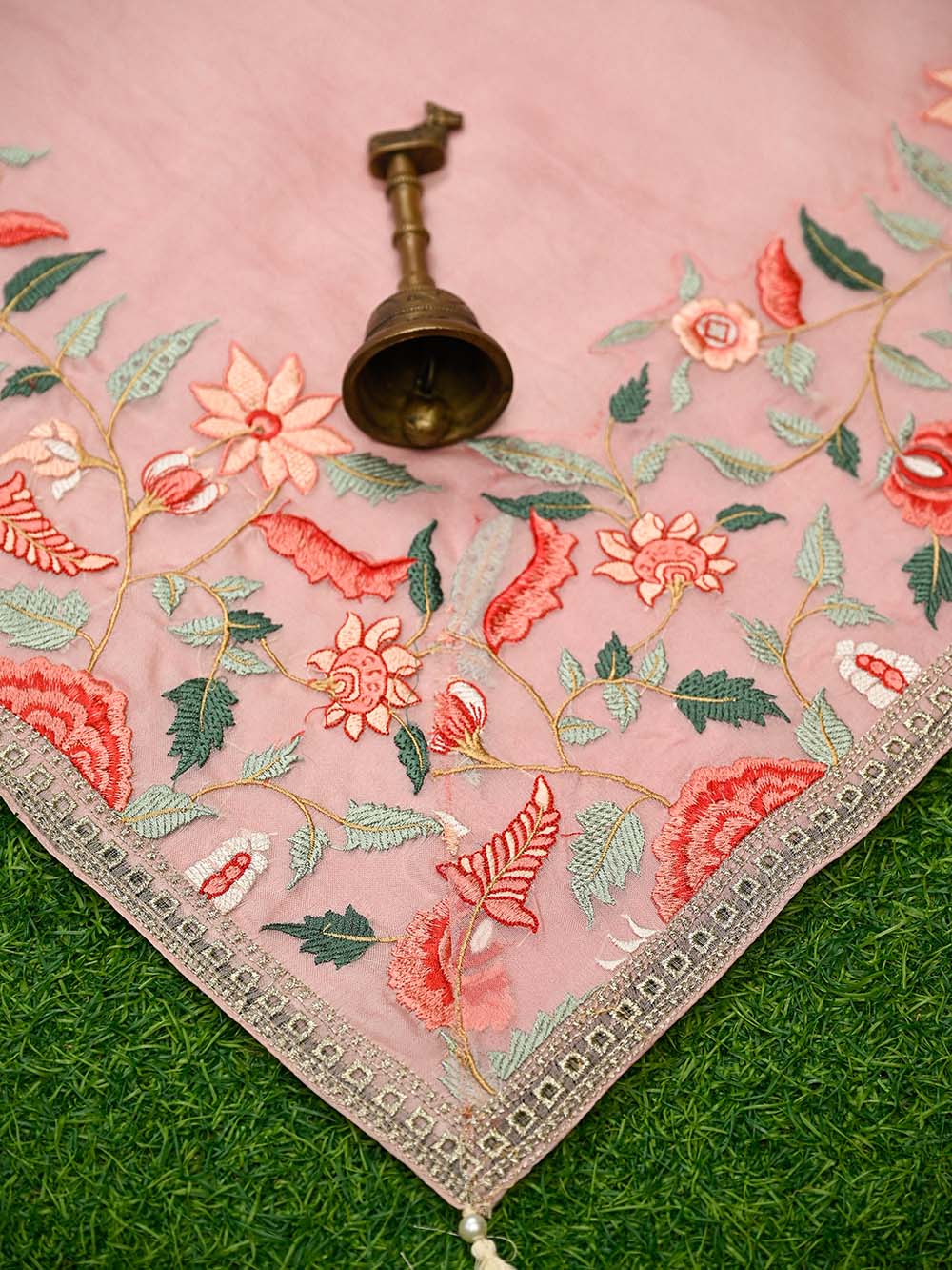 Pink Embroidered Organza Handloom Banarasi Suit - Sacred Weaves