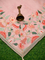 Pink Embroidered Organza Handloom Banarasi Suit - Sacred Weaves