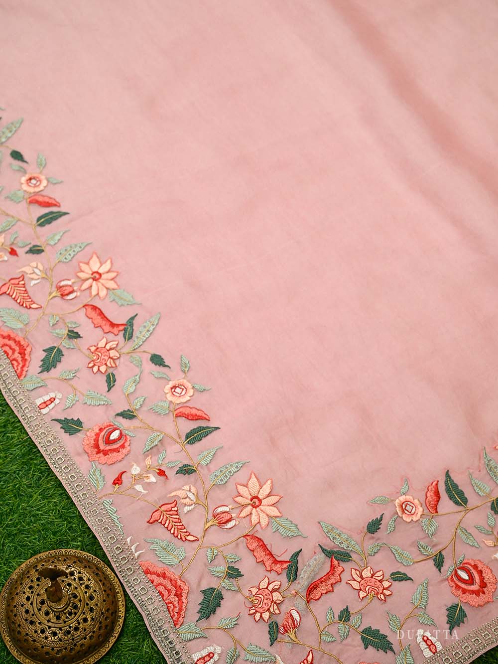 Pink Embroidered Organza Handloom Banarasi Suit - Sacred Weaves