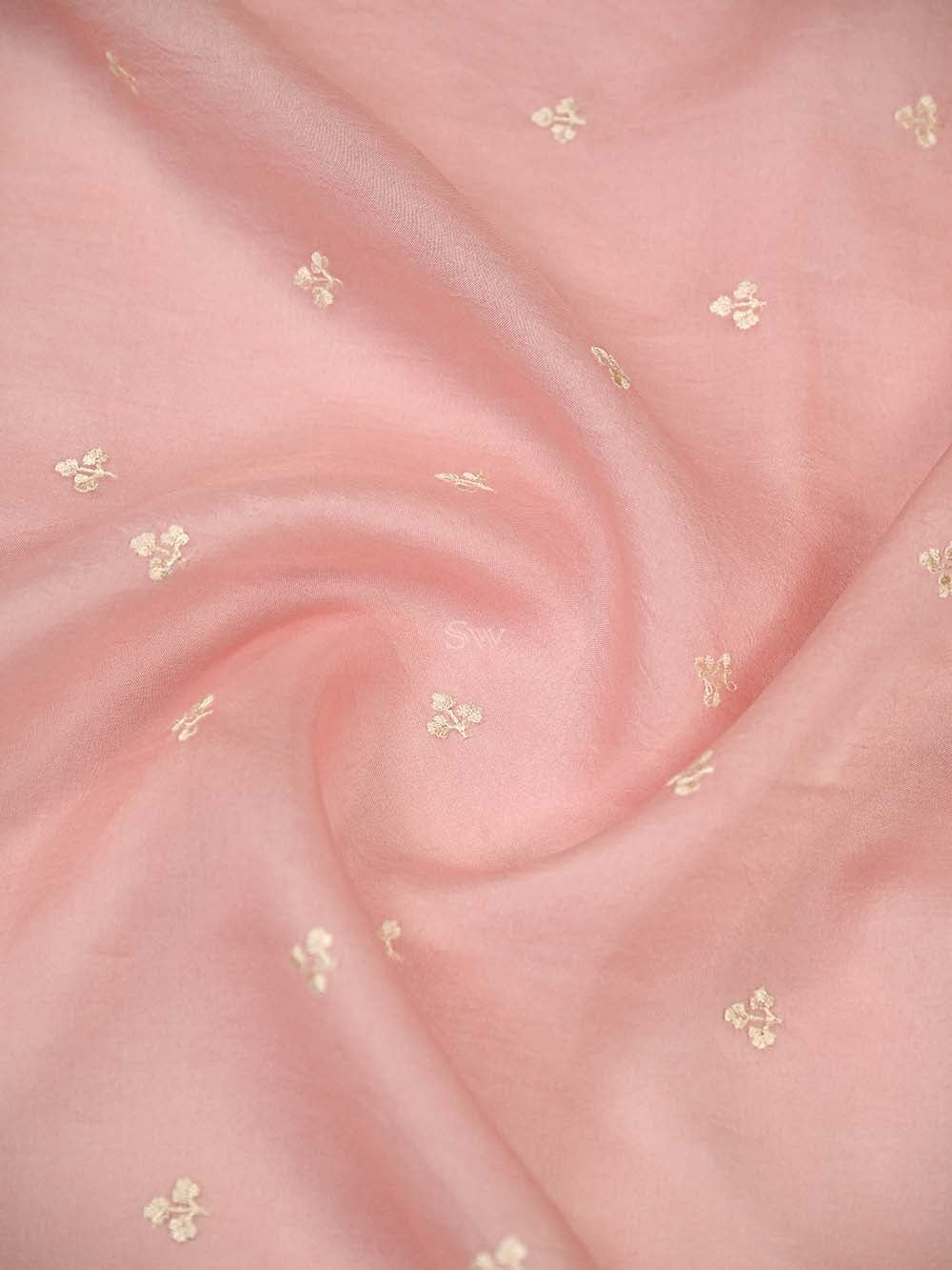 Pink Embroidered Organza Handloom Banarasi Suit - Sacred Weaves