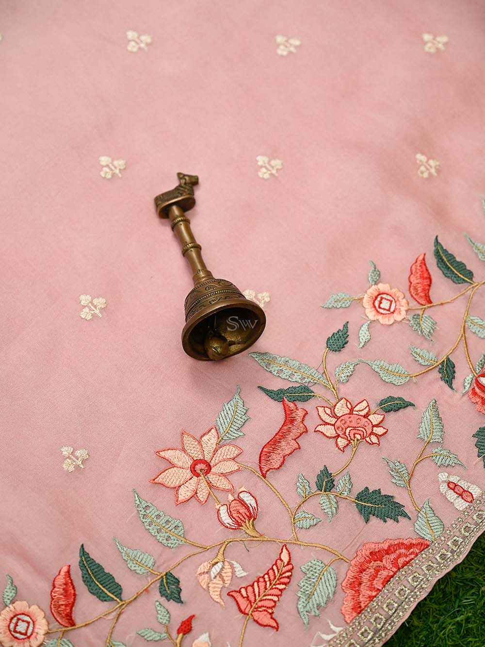 Pink Embroidered Organza Handloom Banarasi Suit - Sacred Weaves