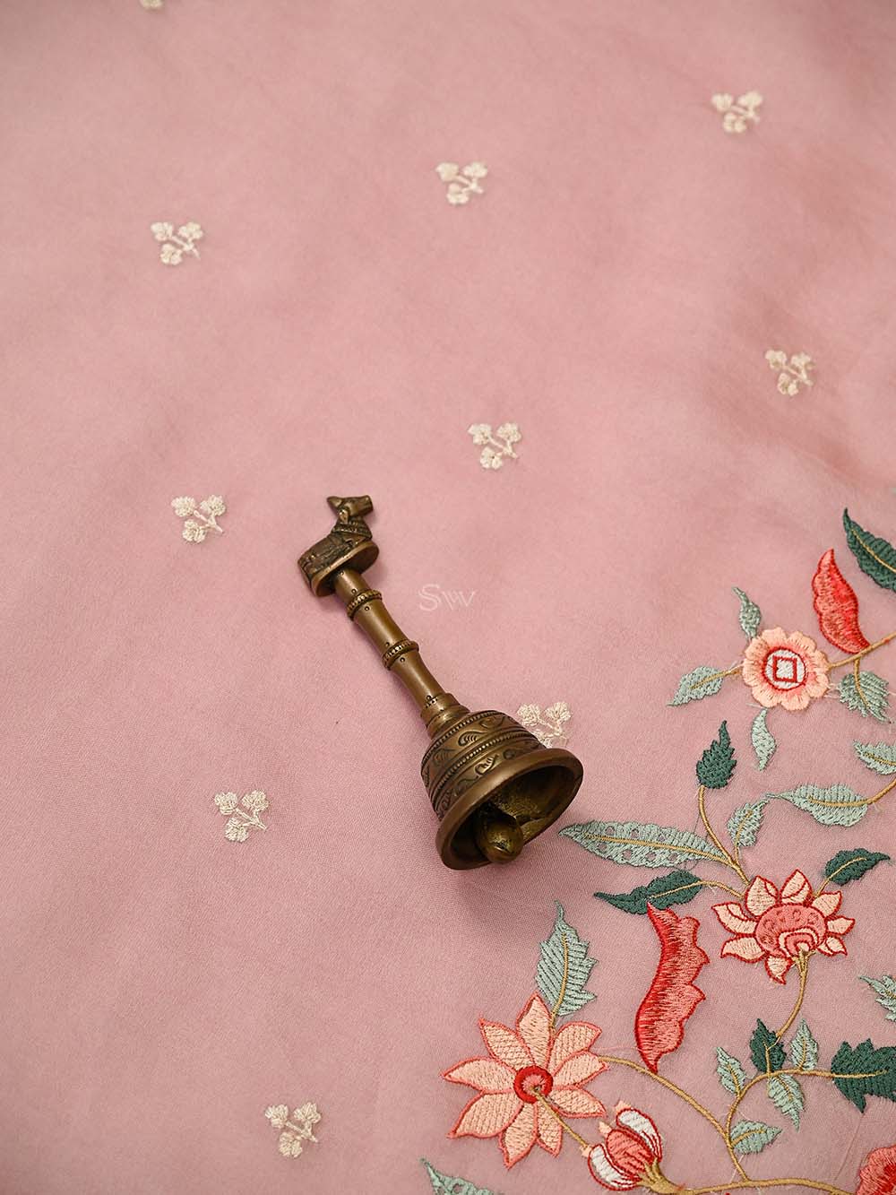 Pink Embroidered Organza Handloom Banarasi Suit - Sacred Weaves