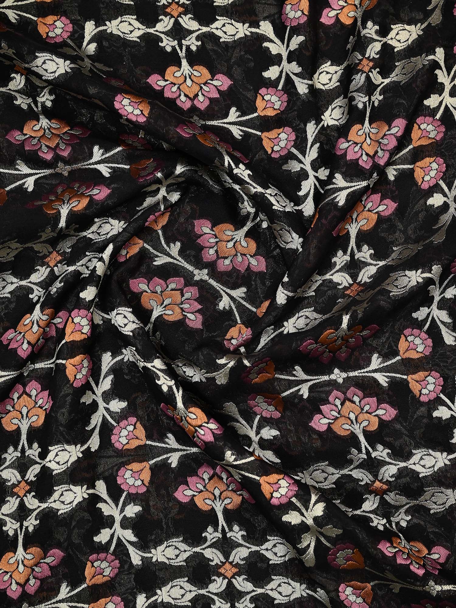 Black Meenakari Khaddi Georgette Handloom Banarasi Suit - Sacred Weaves