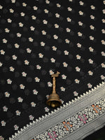 Black Meenakari Khaddi Georgette Handloom Banarasi Suit - Sacred Weaves