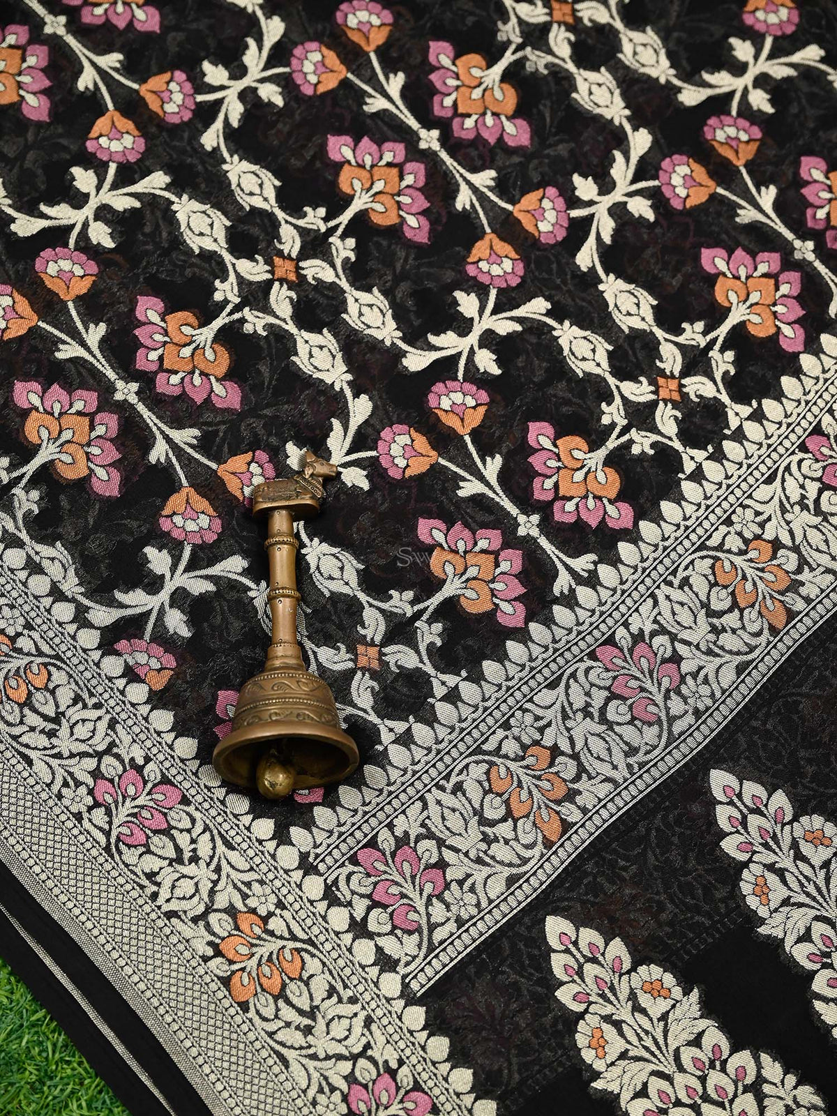 Black Meenakari Khaddi Georgette Handloom Banarasi Suit - Sacred Weaves