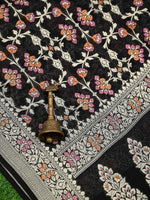 Black Meenakari Khaddi Georgette Handloom Banarasi Suit - Sacred Weaves
