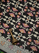 Black Meenakari Khaddi Georgette Handloom Banarasi Suit - Sacred Weaves