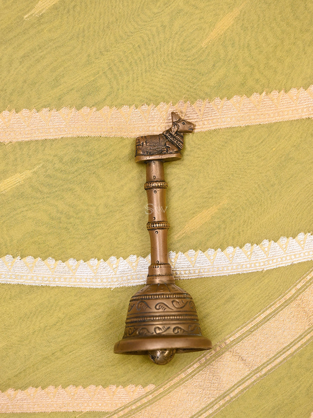 Yellow Stripe Organza Handloom Banarasi Saree - Sacred Weaves