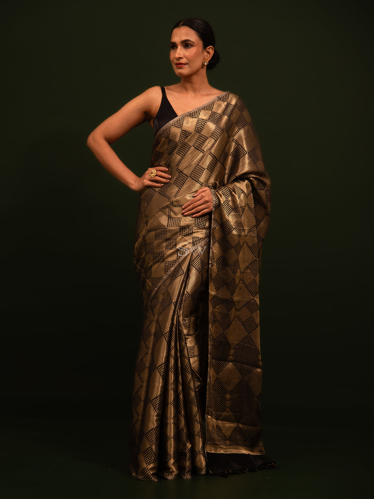 Black Brocade Tissue Brocade Handloom Banarasi Saree - Sacred Weaves