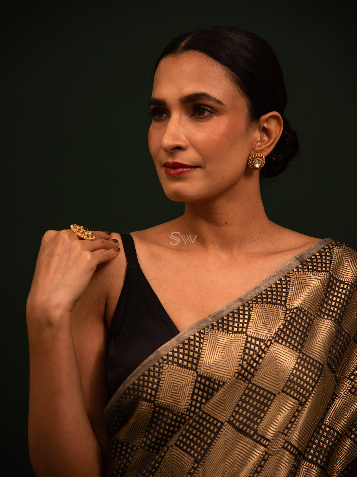 Black Brocade Tissue Brocade Handloom Banarasi Saree - Sacred Weaves