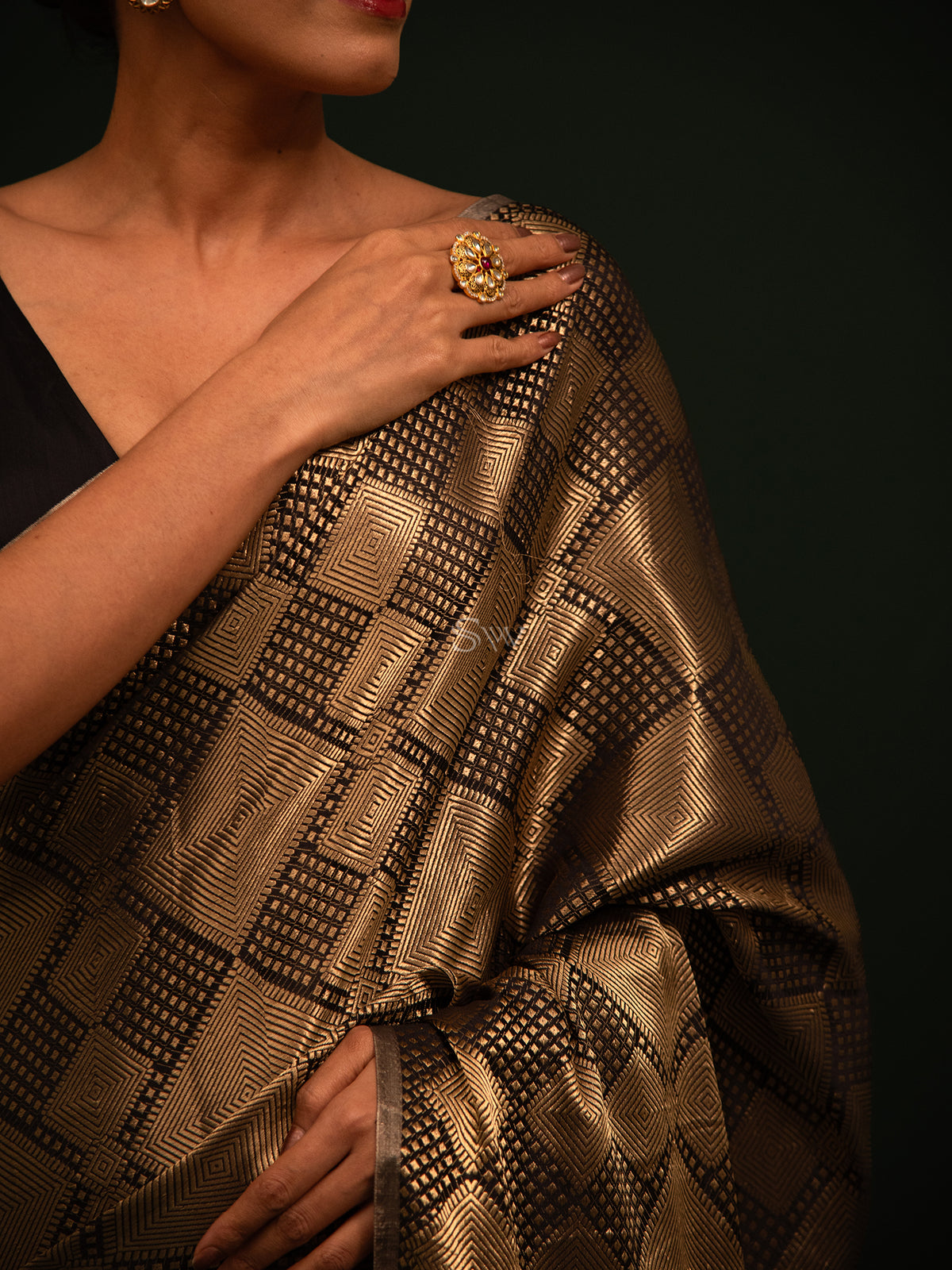 Black Brocade Tissue Brocade Handloom Banarasi Saree - Sacred Weaves