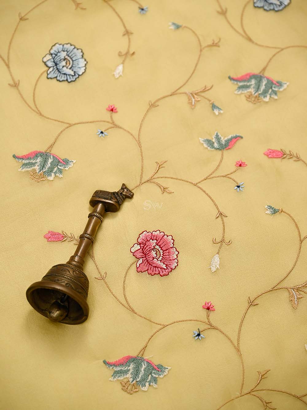 Yellow Embroidered Organza Handloom Banarasi Suit - Sacred Weaves