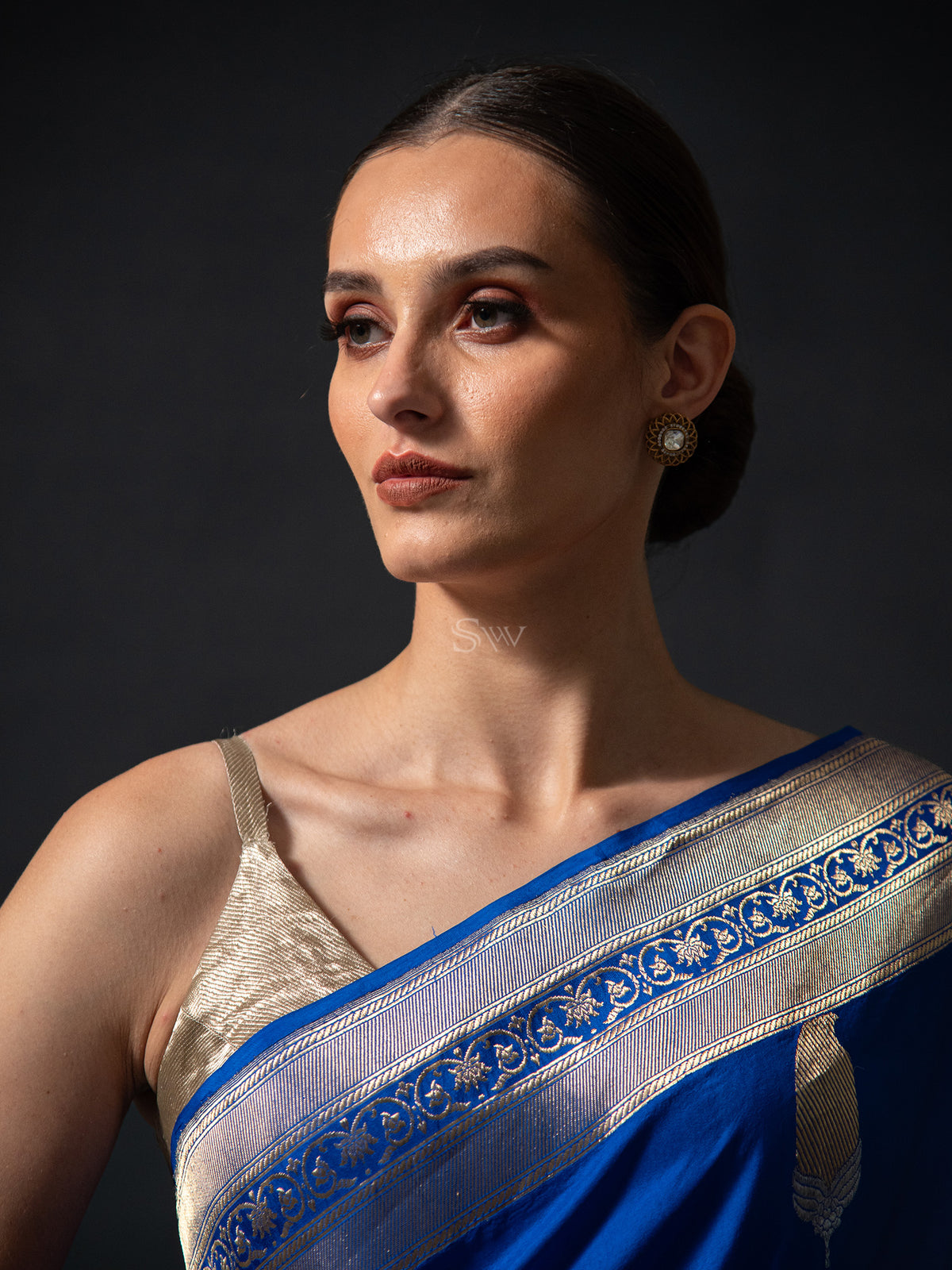 Royal Blue Sona Roopa Boota Katan Silk Handloom Banarasi Saree - Sacred Weaves