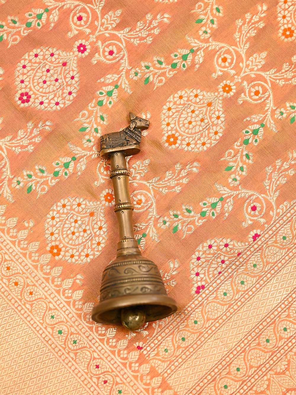 Orange Pink Meenakari Jaal Katan Silk Handloom Banarasi Dupatta - Sacred Weaves
