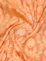 Orange Pink Meenakari Jaal Katan Silk Handloom Banarasi Dupatta - Sacred Weaves