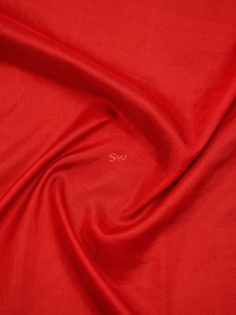 Red Plain Katan Silk Handloom Banarasi Saree - Sacred Weaves