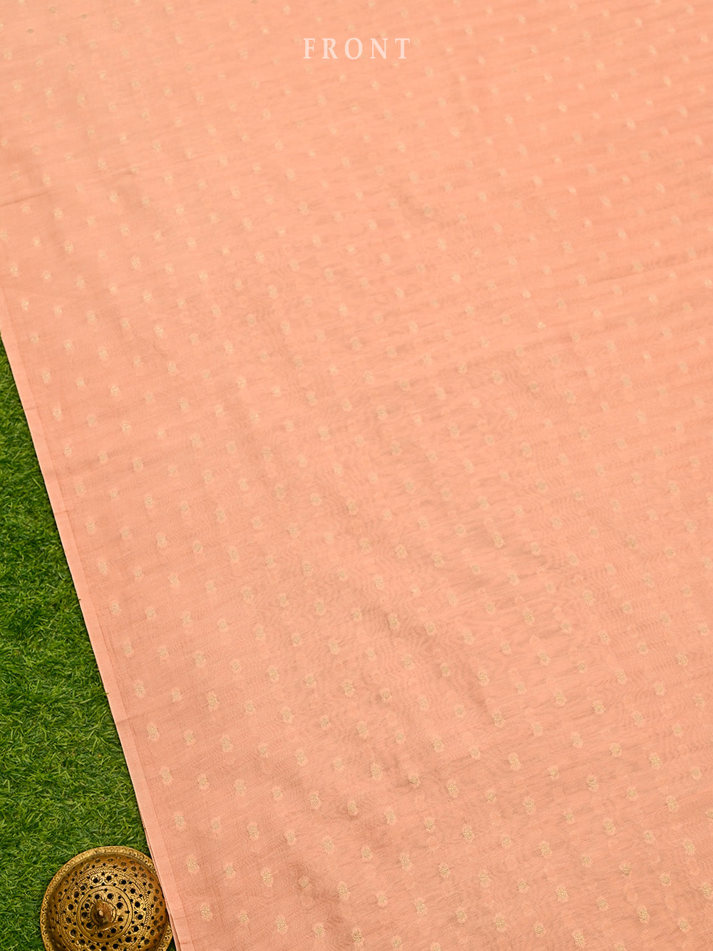 Pastel Orange Cotton Silk Handloom Banarasi Suit - Sacred Weaves