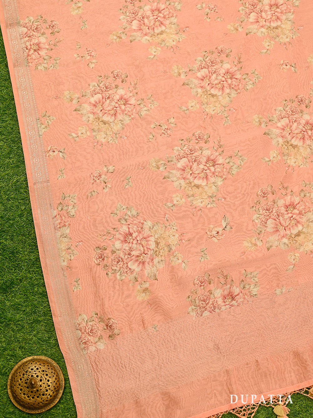 Pastel Orange Cotton Silk Handloom Banarasi Suit - Sacred Weaves