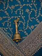 Midnight Blue Booti Crepe Silk Handloom Banarasi Suit - Sacred Weaves